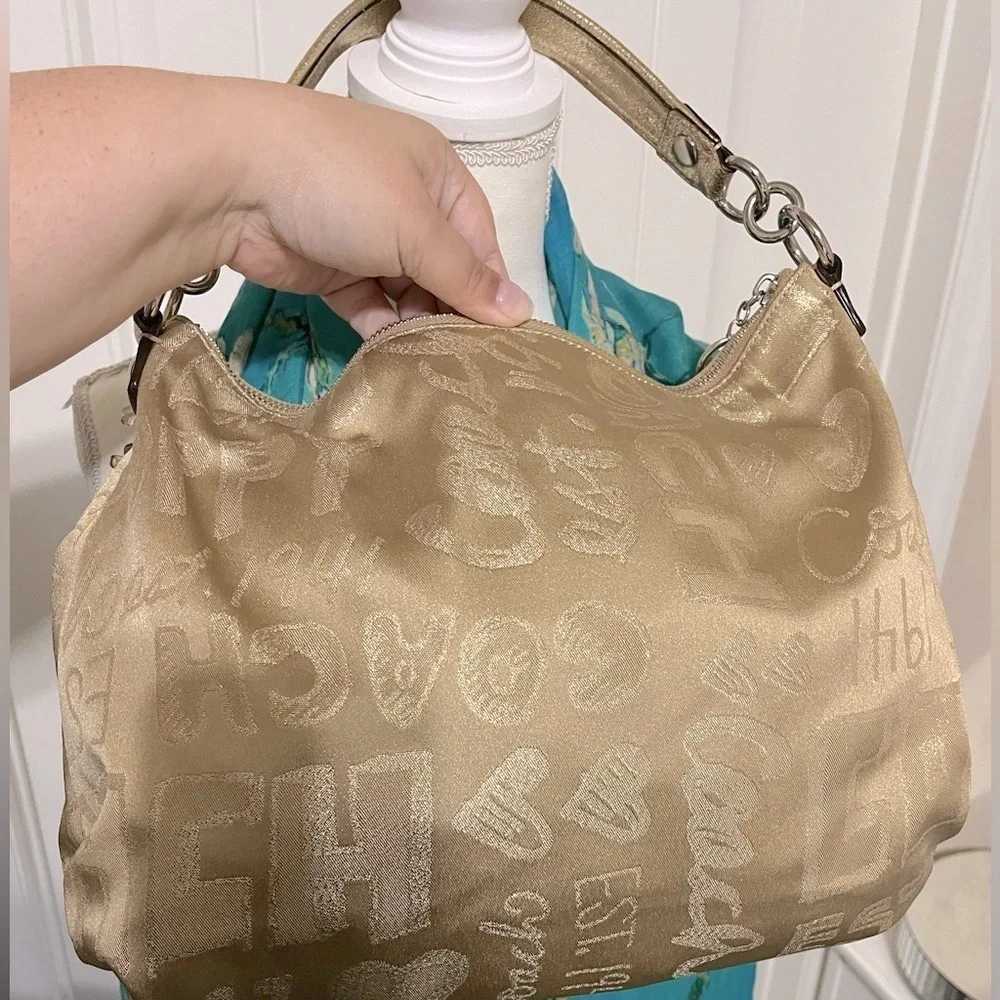 COACH POPPY STORYPATCH POP SWING BAG/ SHOULDER BAG GOLD #15304